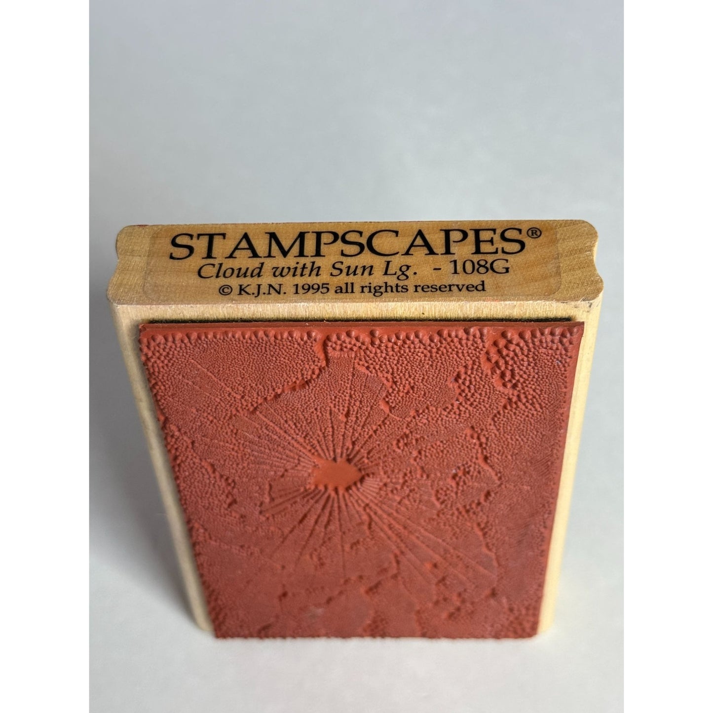 Stampscapes Rubber Stamp Cloud With Sun Large Heaven Sky Background Wood Mounted