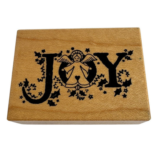 PSX Rubber Stamp Joy Angel Christmas Card Making Word Holly Holidays Sentiment