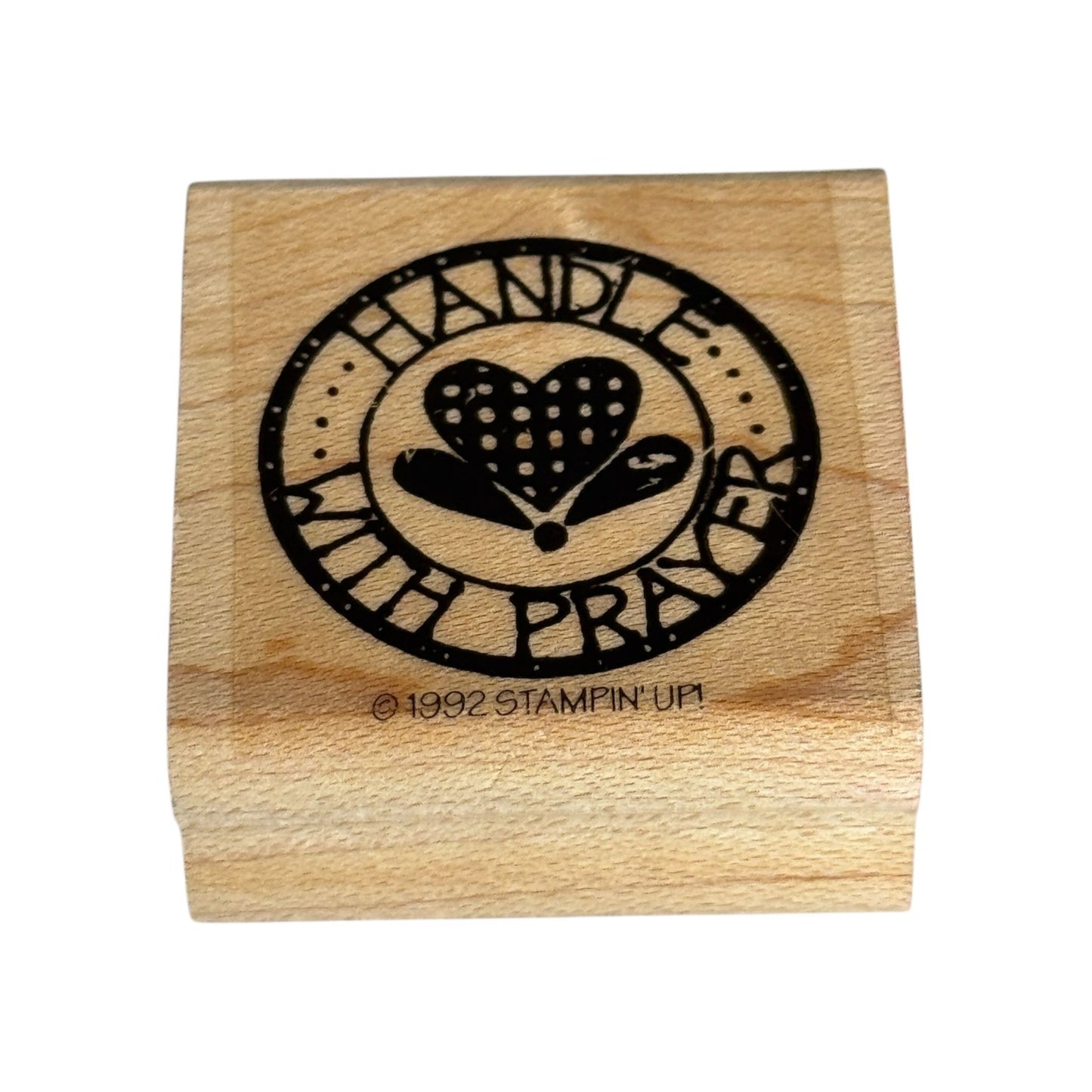 Stampin Up Rubber Stamp Handle With Prayer Heart Circle Card Making Sentiment