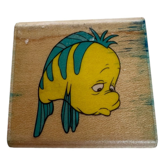 Disney Rubber Stamp Sad Flounder Fish Little Mermaid Character Rubber Stampede