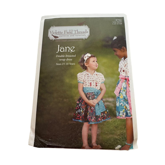 Violette Field Threads Sewing Pattern Jane Double-Breasted Wrap Dress 2T-10 yrs