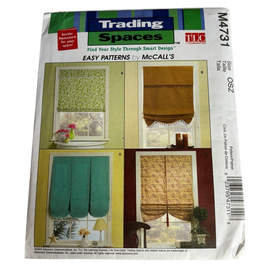 McCalls Sewing Pattern M4731 Trading Spaces Window Shades 36 42 48 inch Uncut