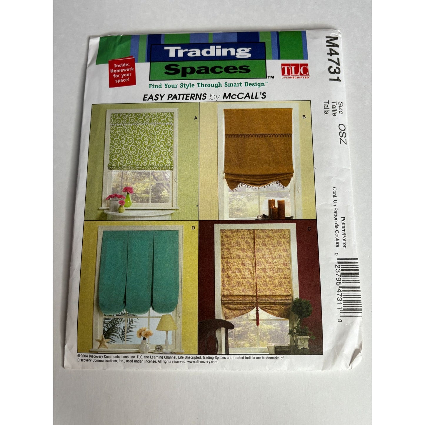 McCalls Sewing Pattern M4731 Trading Spaces Window Shades 36 42 48 inch Uncut