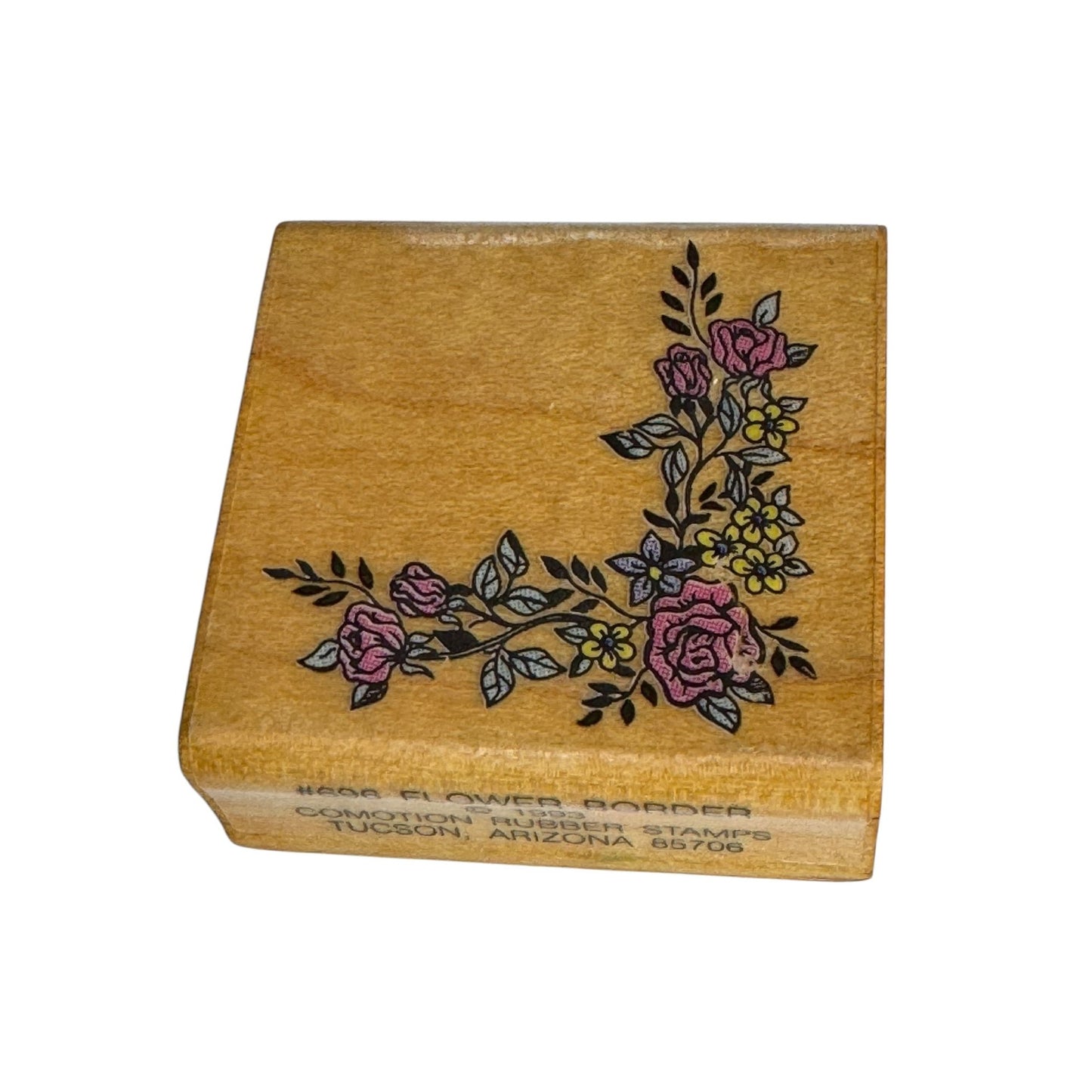 Comotion Rubber Stamp Flower Border Corner Tea Party Invitation Card Making Art