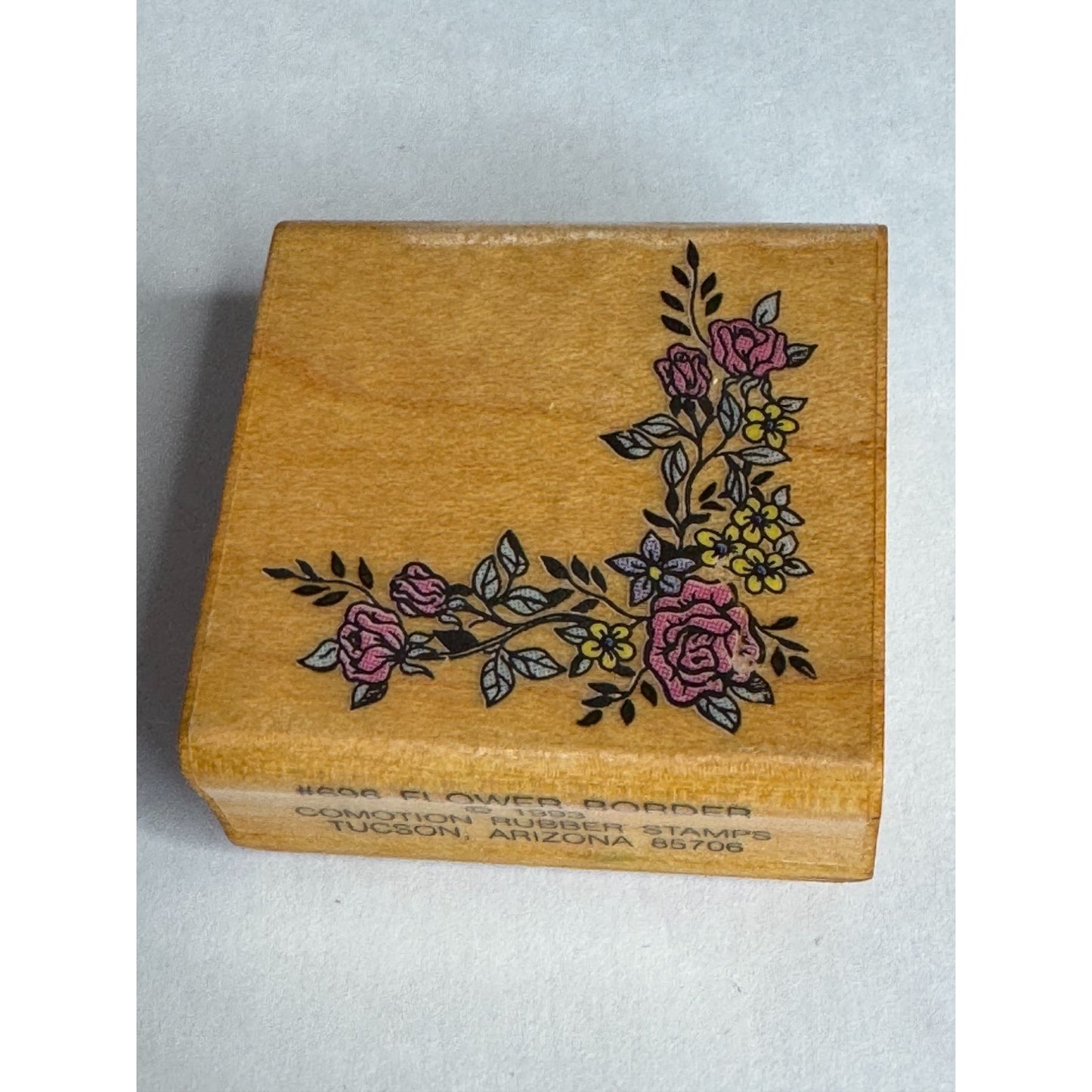 Comotion Rubber Stamp Flower Border Corner Tea Party Invitation Card Making Art