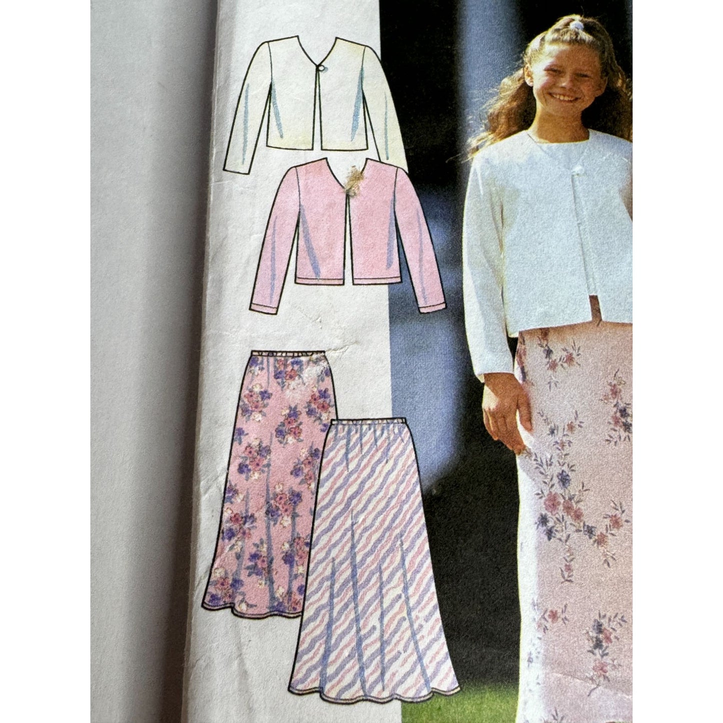 Simplicity Sewing Pattern 8550 Girls Jacket Top Skirt Pants Sizes 7 8 10 Easy UC