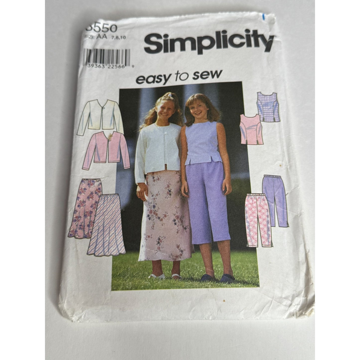 Simplicity Sewing Pattern 8550 Girls Jacket Top Skirt Pants Sizes 7 8 10 Easy UC