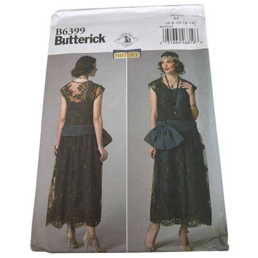 Butterick Sewing Pattern B6399 Drop Waist Dress Historical 1920 Flapper Costume