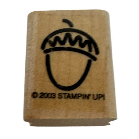 Stampin Up Rubber Stamp Acorn Fall Thanksgiving Harvest Card Making Wood Mounted