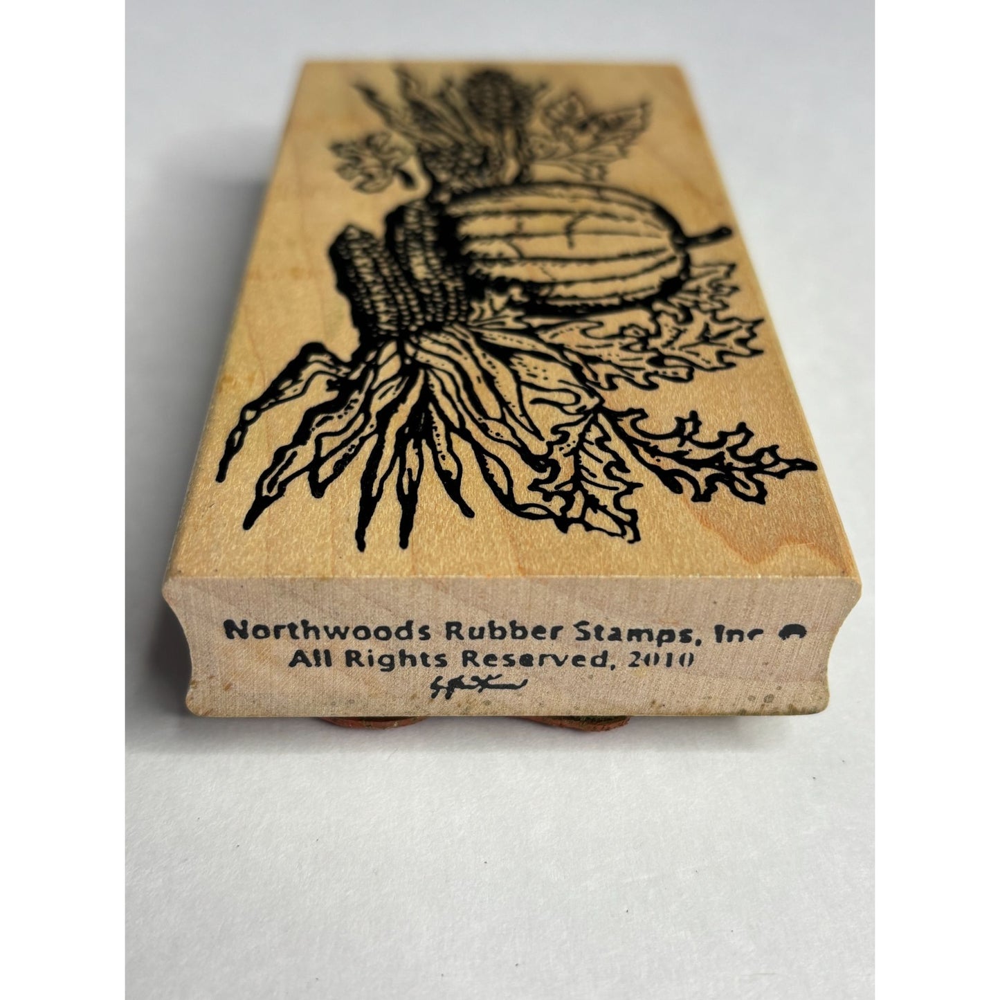 Northwoods Rubber Stamp Autumn Harvest Pumpkin and Leaves Fall Thanksgiving Card