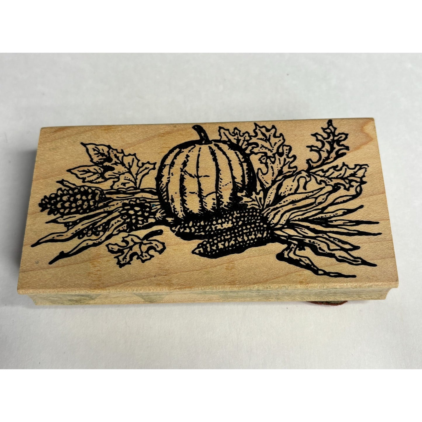 Northwoods Rubber Stamp Autumn Harvest Pumpkin and Leaves Fall Thanksgiving Card