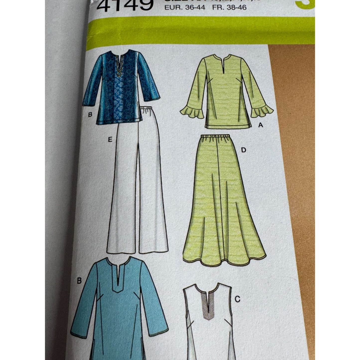 Simplicity Sewing Pattern 4149 Skirt Pants Tunic Scarf Cruise Outfit 10-18 Uncut