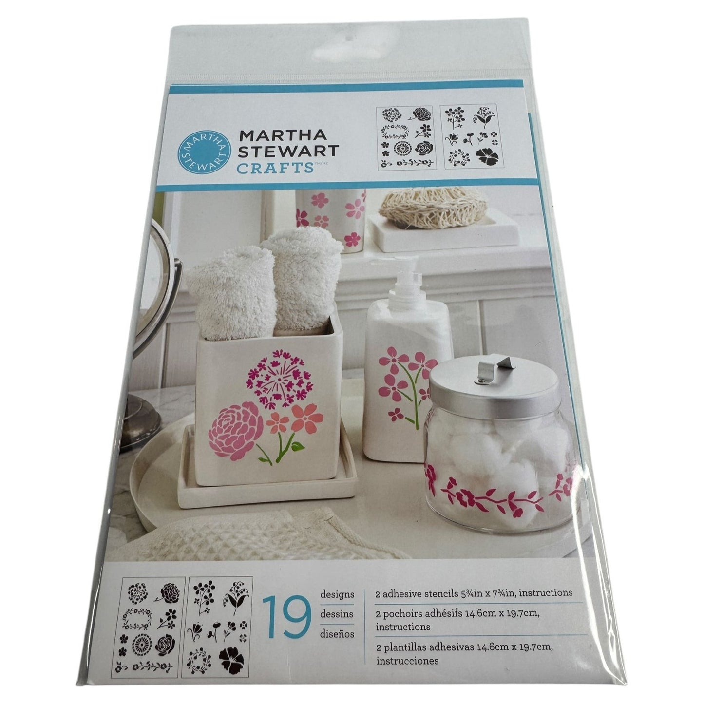 Martha Stewart Crafts Adhesive Stencils Blossoms 5 3/4 X 7 3/4 Floral Botanical