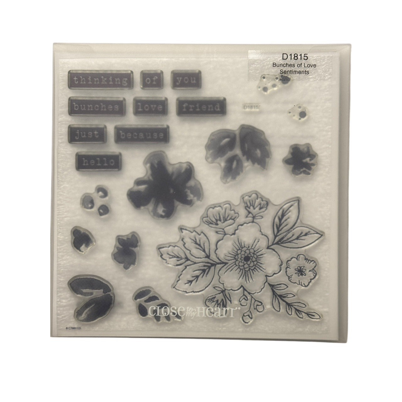 CTMH My Acrylix Acrylic Stamp Set Bunches Of Love Sentiments Words Flowers D1815