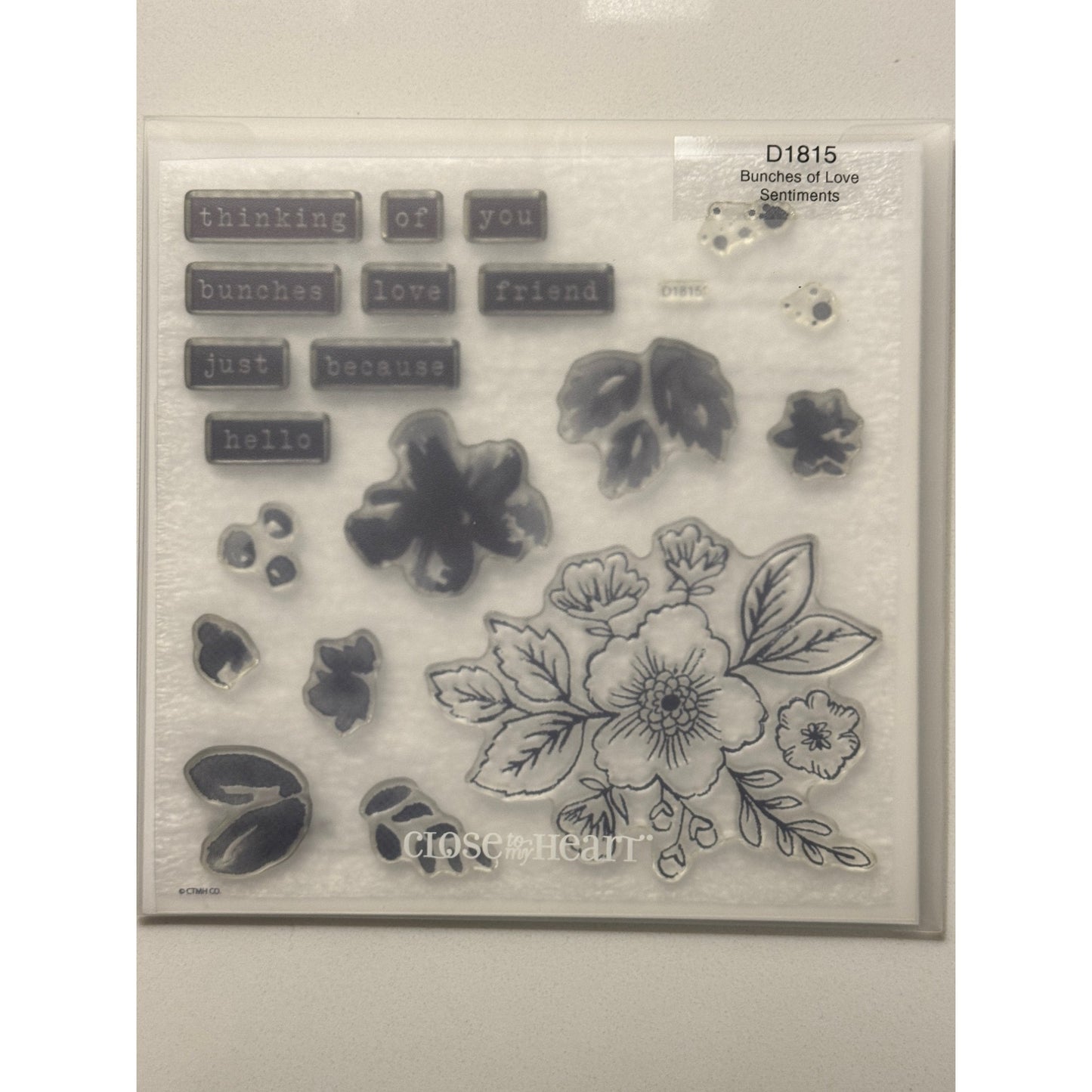 CTMH My Acrylix Acrylic Stamp Set Bunches Of Love Sentiments Words Flowers D1815