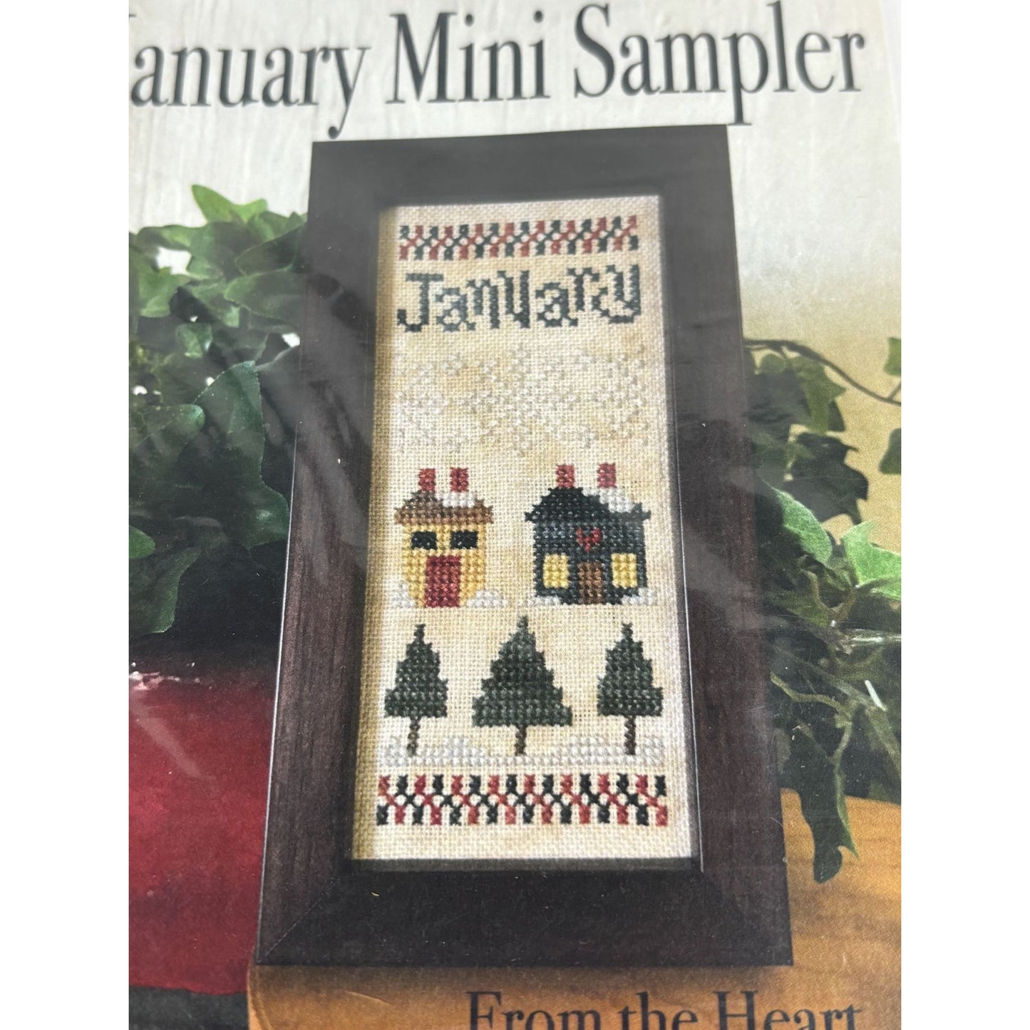 From the Heart January Mini Sampler Cross Stitch Pattern Houses Cottages Trees