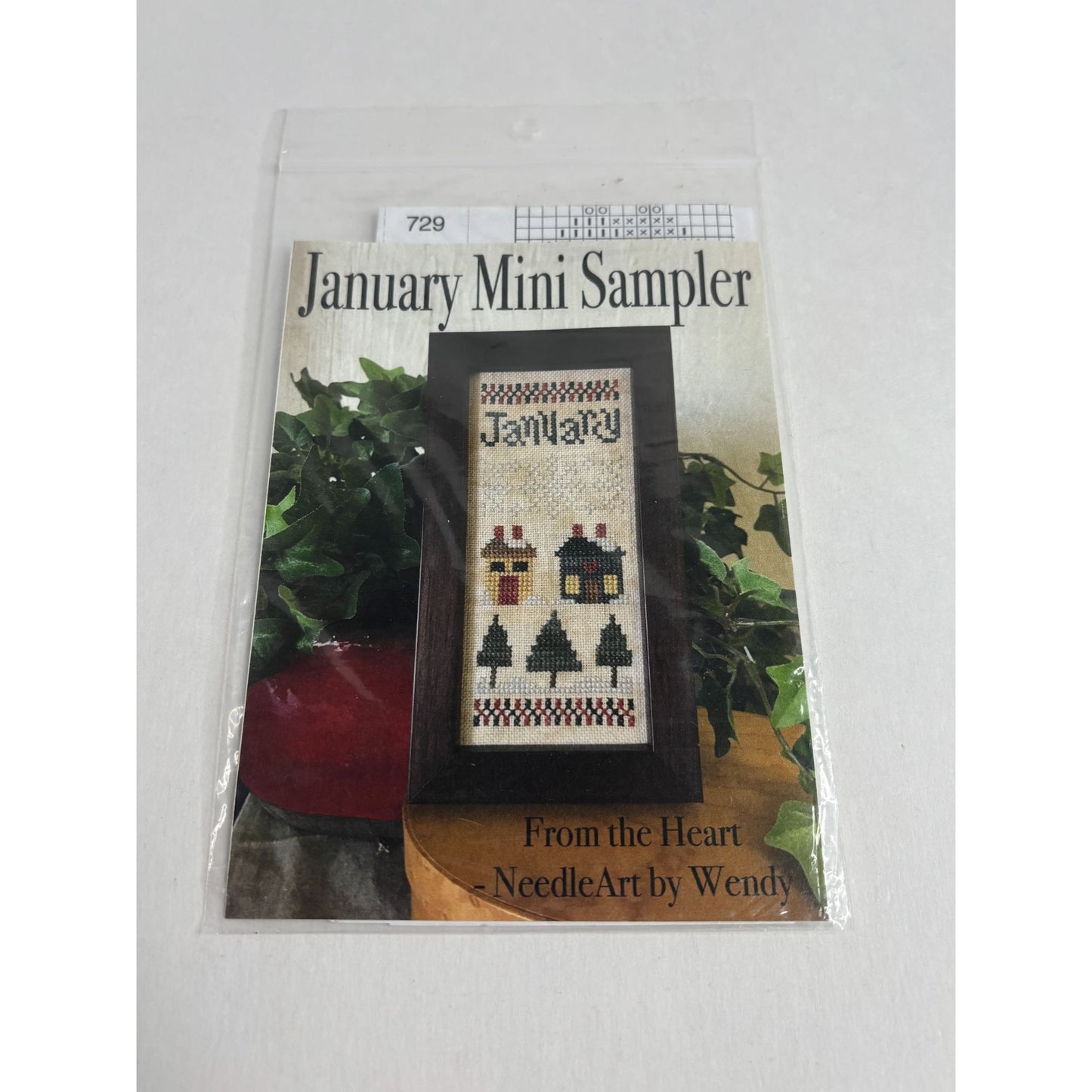 From the Heart January Mini Sampler Cross Stitch Pattern Houses Cottages Trees