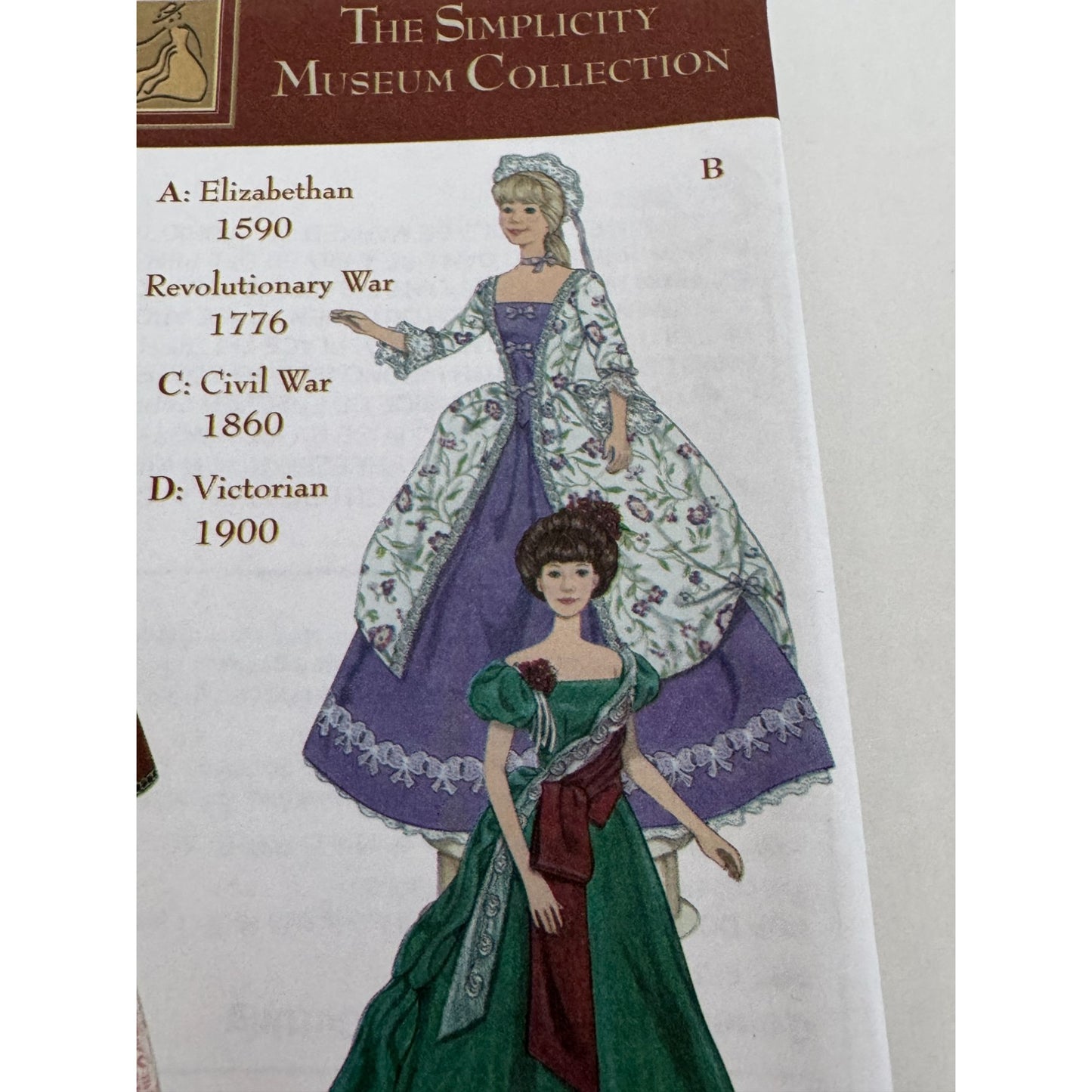 Simplicity Sewing Pattern 9521 Doll Clothes Dress Museum Elizabethan Civil War