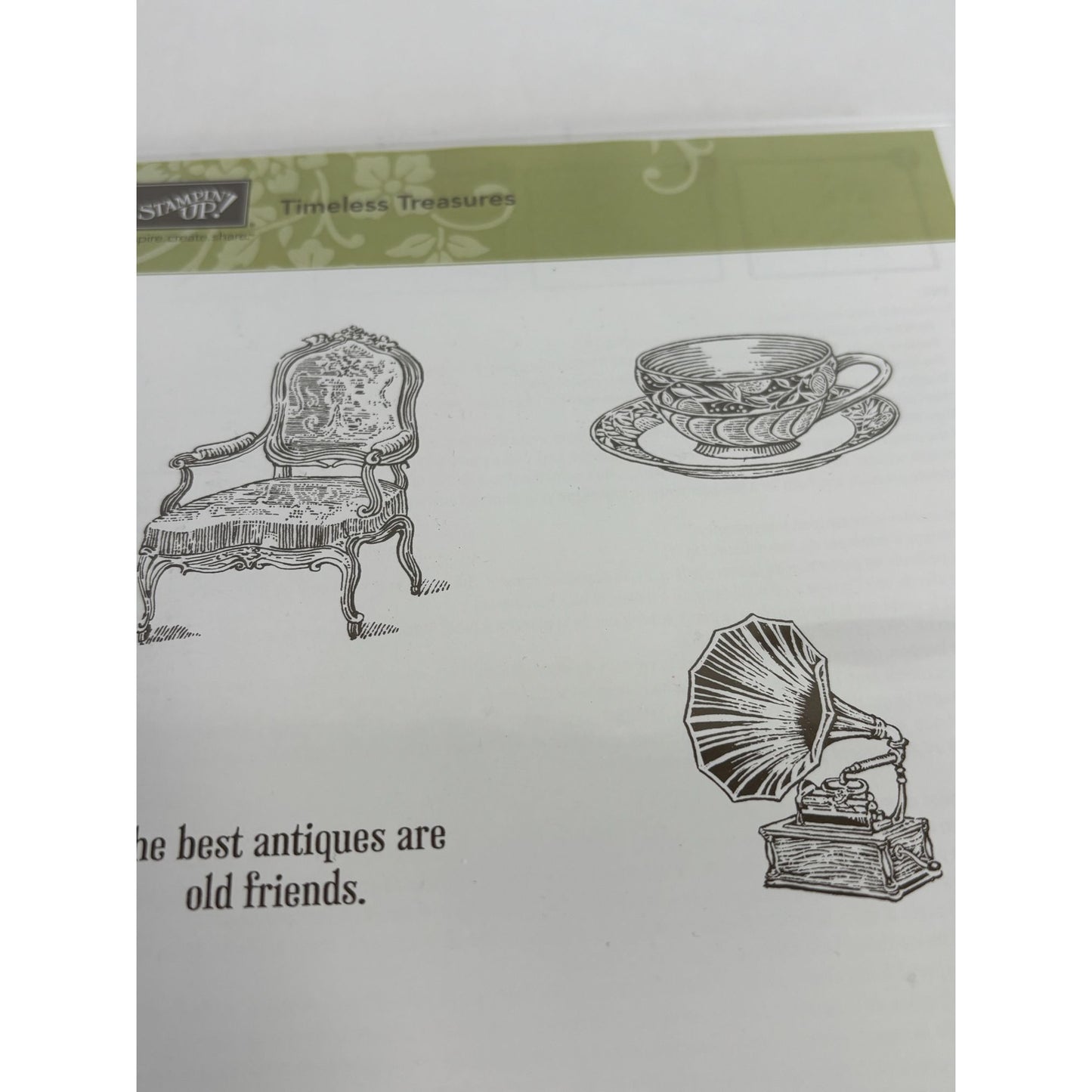 Stampin Up Rubber Stamp Set Timeless Treasures Best Antiques are Old Friends