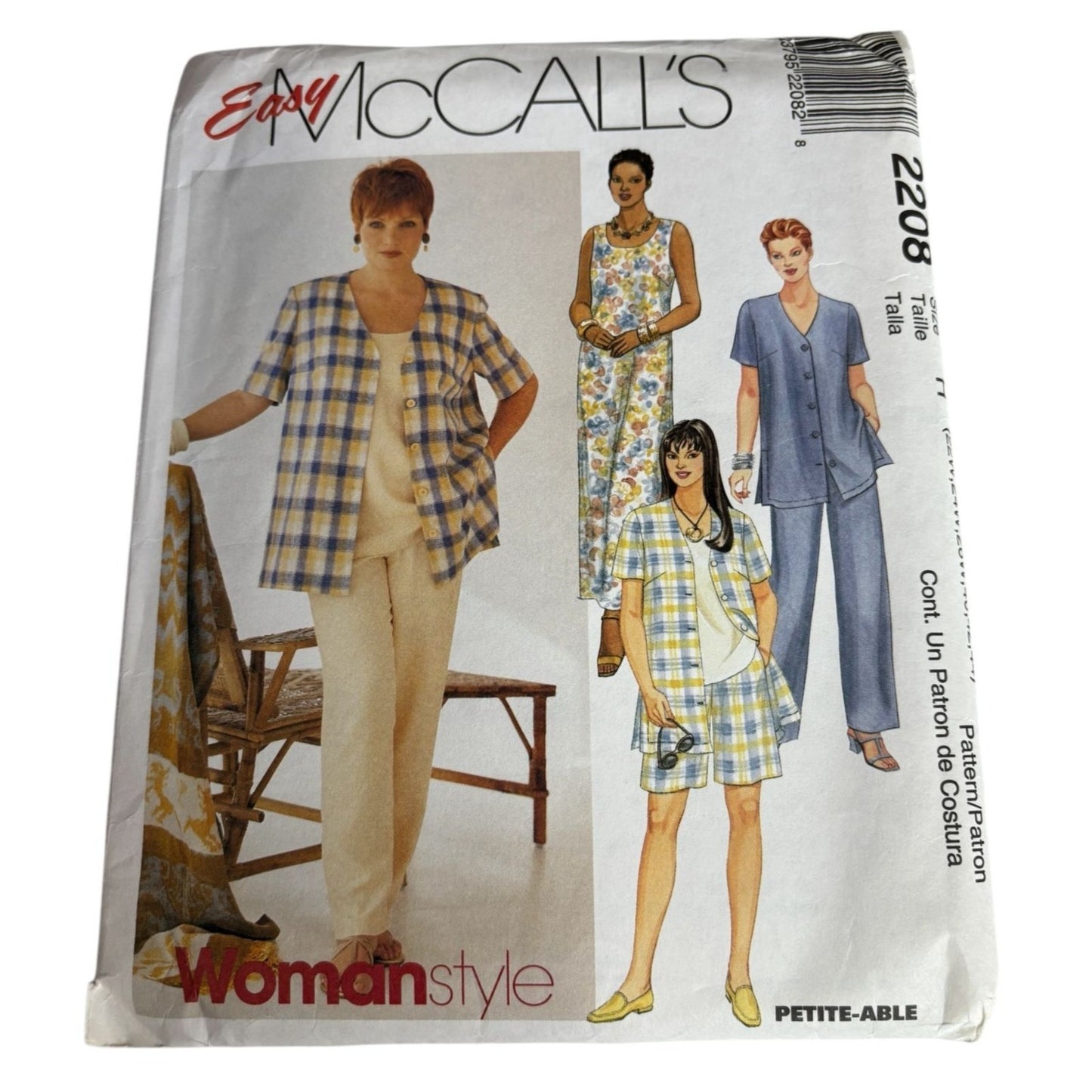 McCalls Sewing Pattern 2208 Womens Shirt Dress Top Pants Shorts UC 22W 24W 26W