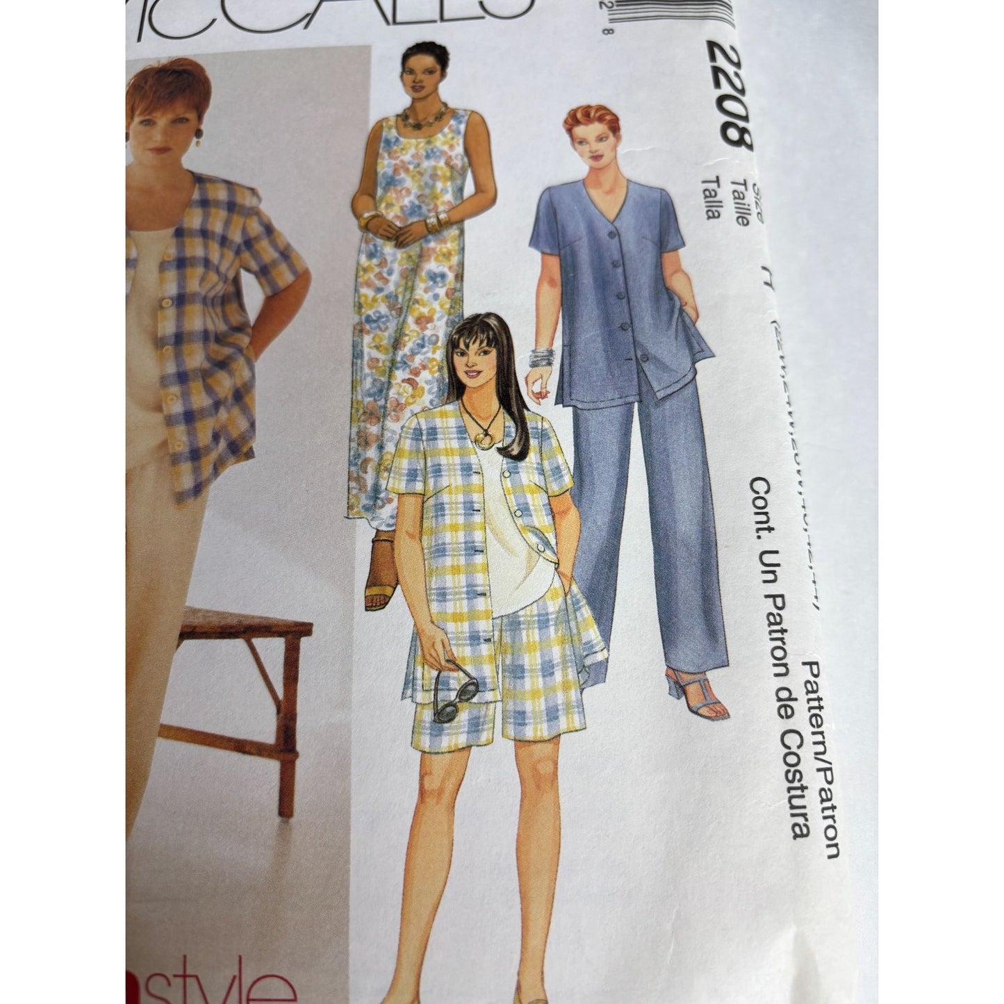 McCalls Sewing Pattern 2208 Womens Shirt Dress Top Pants Shorts UC 22W 24W 26W