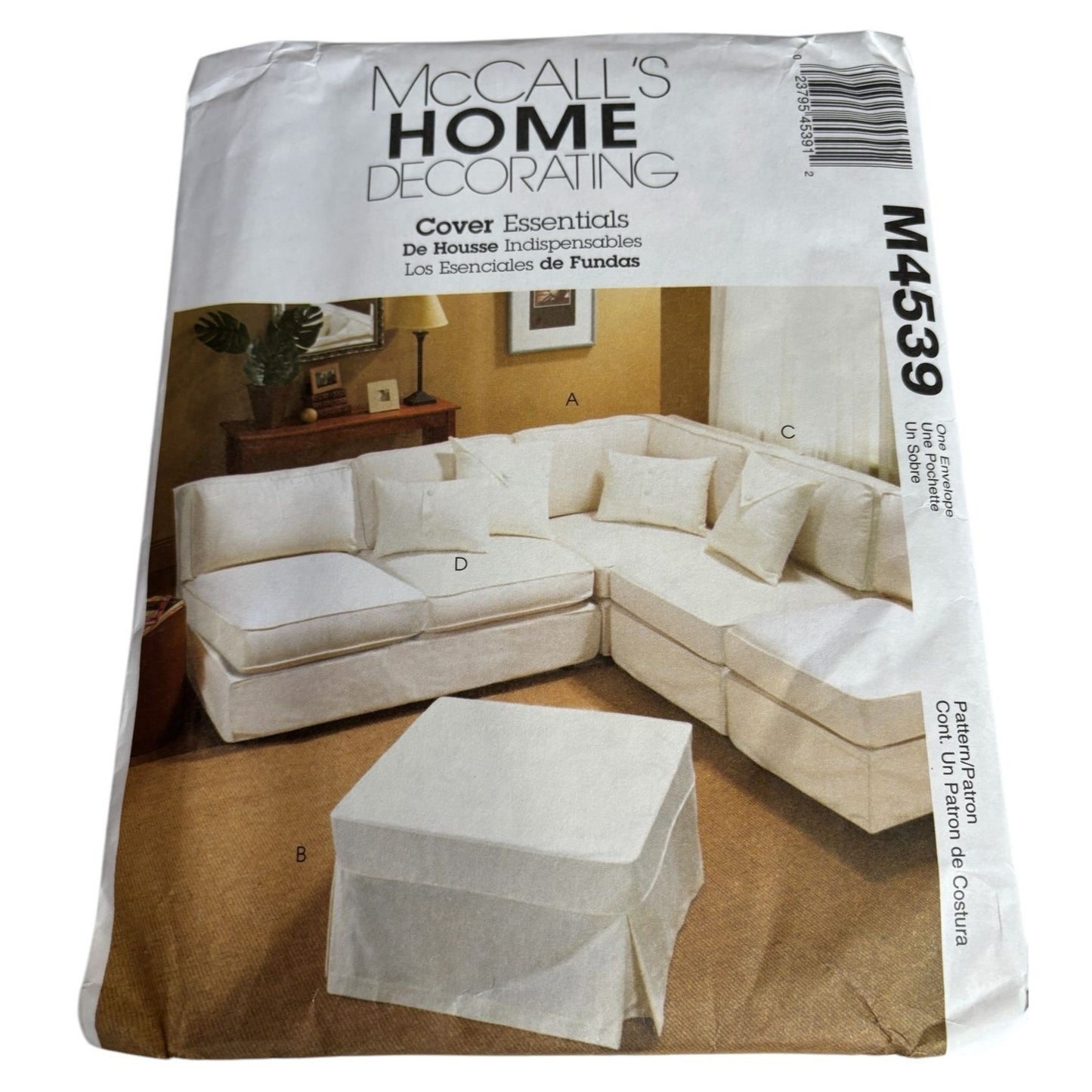 McCalls Sewing Pattern M4539 Slipcover Sectional Sofa Chair Loveseat Ottoman UC