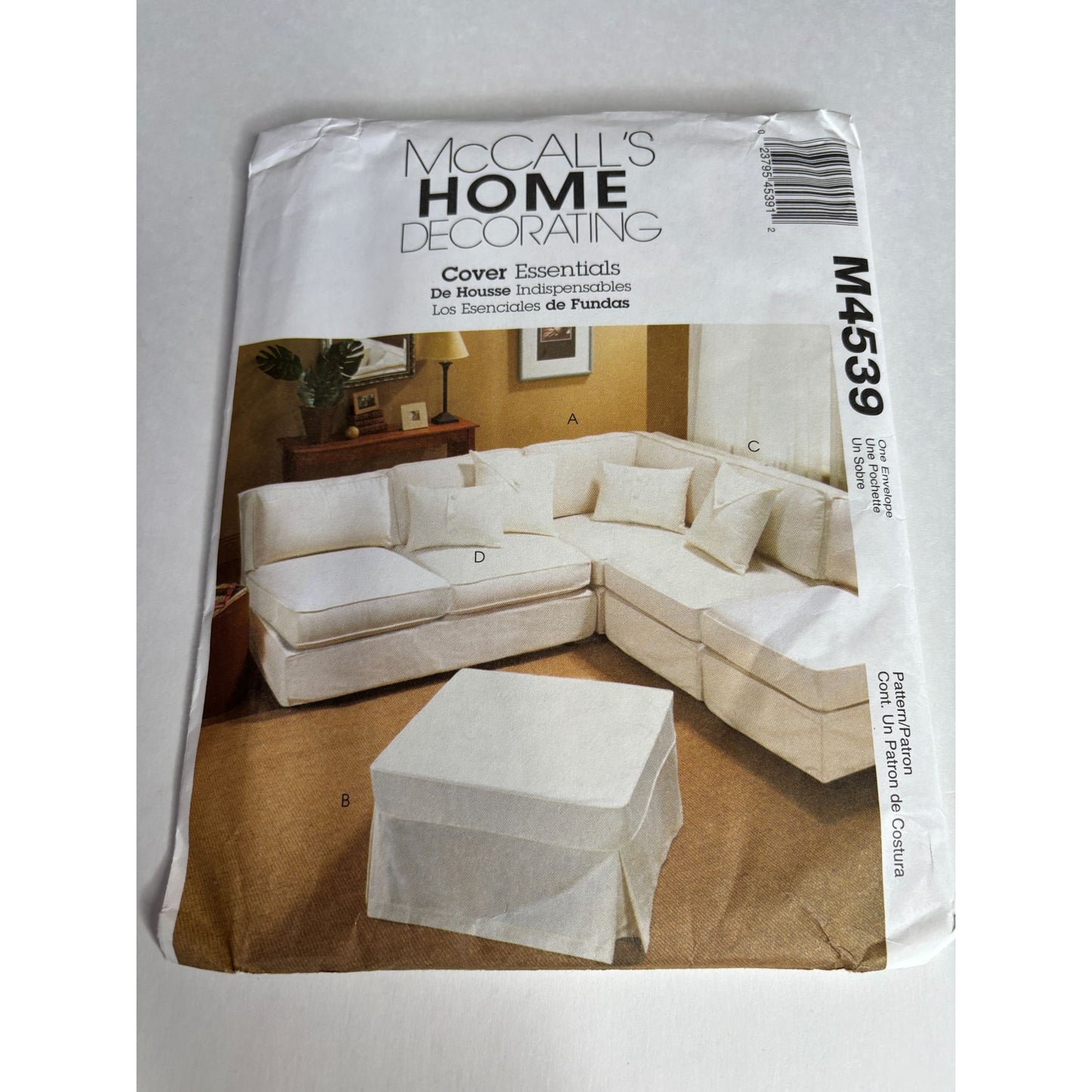 McCalls Sewing Pattern M4539 Slipcover Sectional Sofa Chair Loveseat Ottoman UC