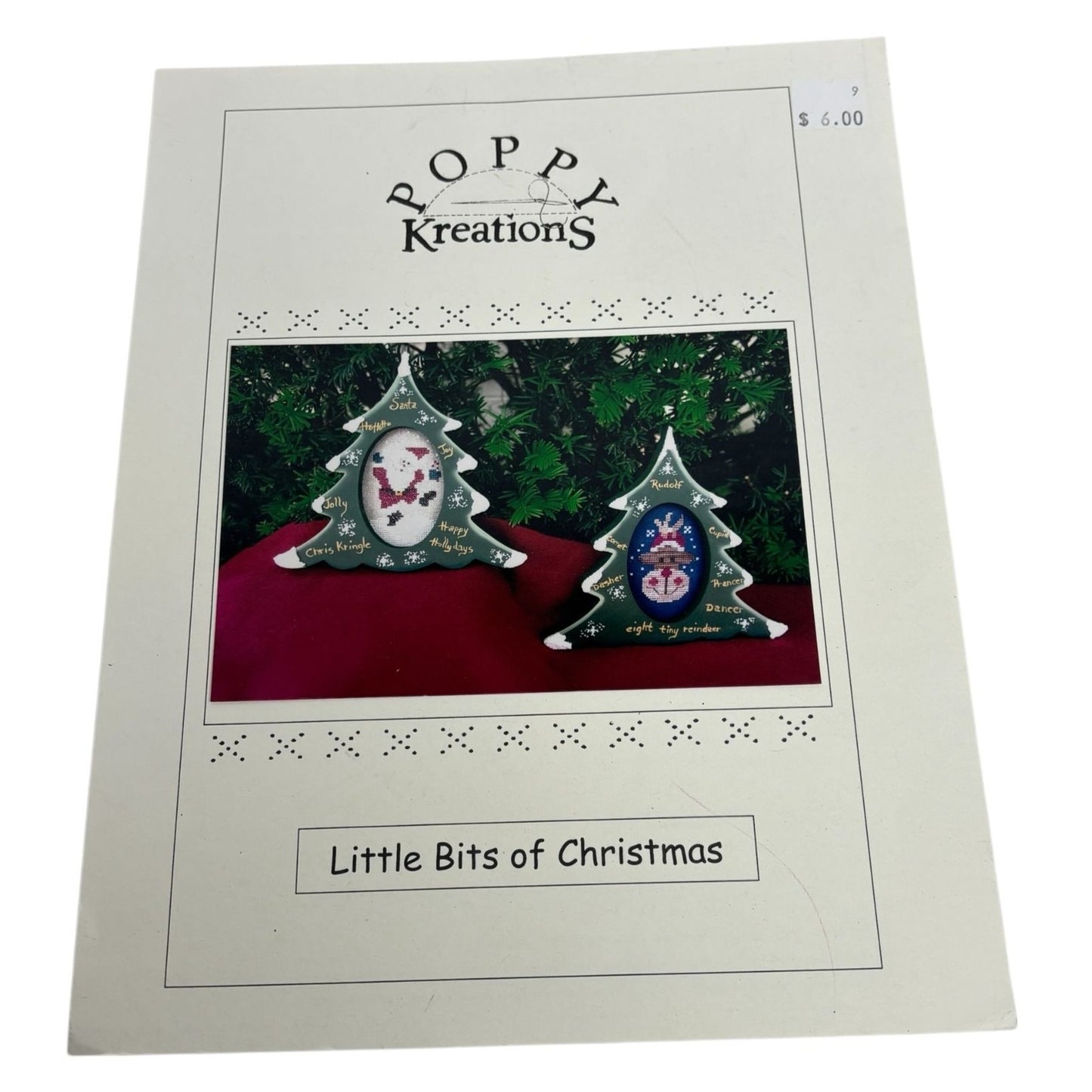 Poppy Kreations Little Bits Of Christmas Cross Stitch Patterns Santa and Rudolph