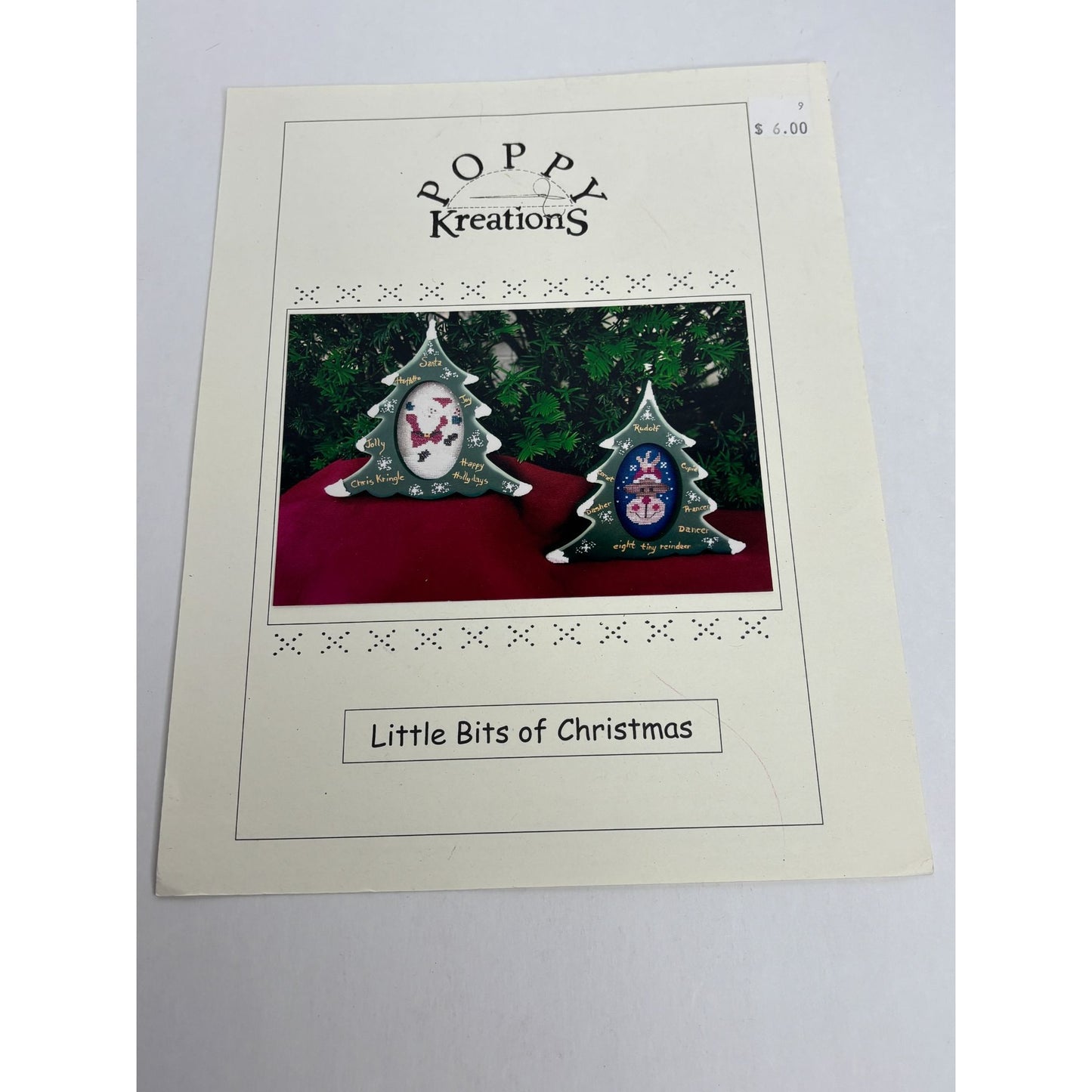 Poppy Kreations Little Bits Of Christmas Cross Stitch Patterns Santa and Rudolph