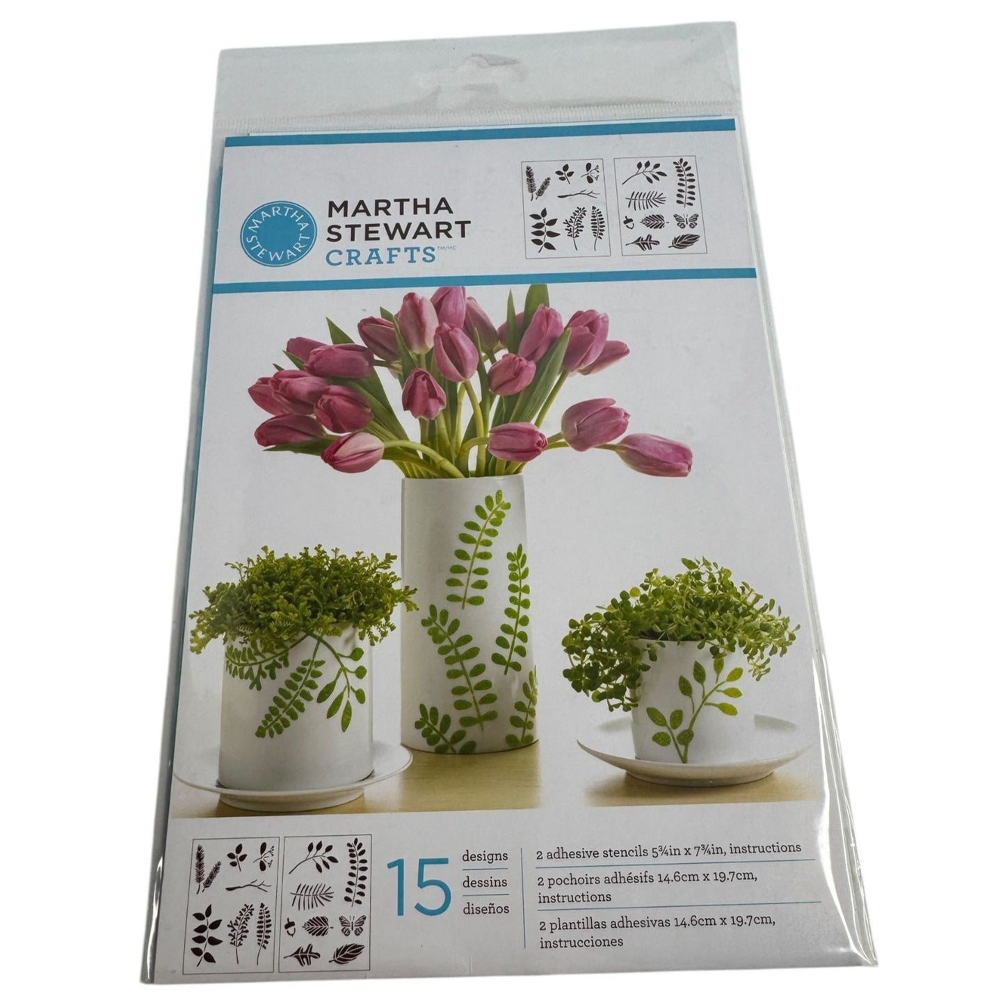 Martha Stewart Crafts Adhesive Stencil Set Leaf Patterns for Curved Surfaces Nut