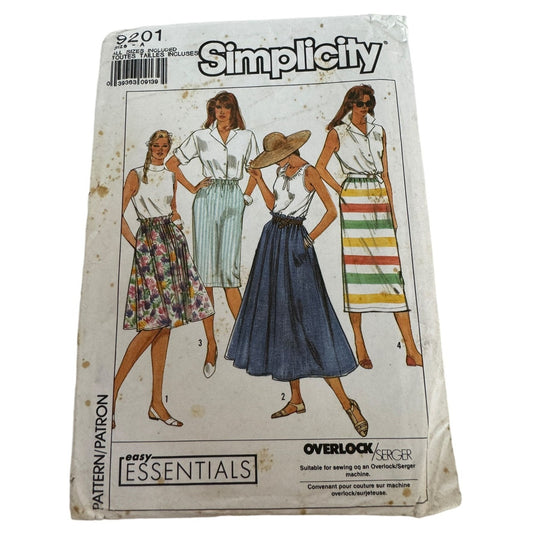 Simplicity Sewing Pattern 9201 Misses Straight Skirt Easy Essentials 6-24 Uncut