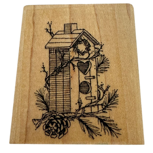 Stampin Up Rubber Stamp Birdhouse Christmas Card Making Holiday Bird House Heart