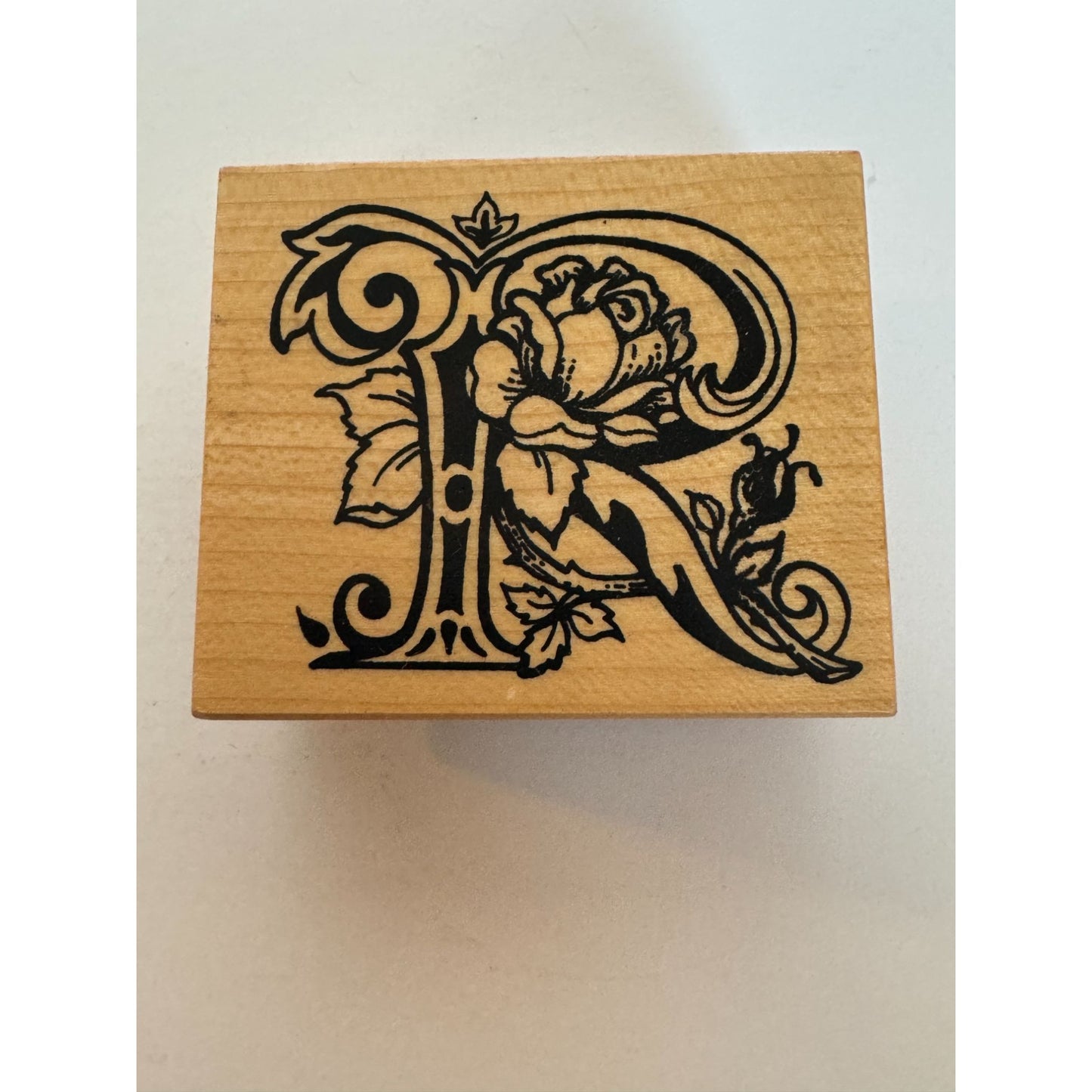 PSX Rubber Stamp Botanical Letter R Initial Rose Card Making Floral Flowers