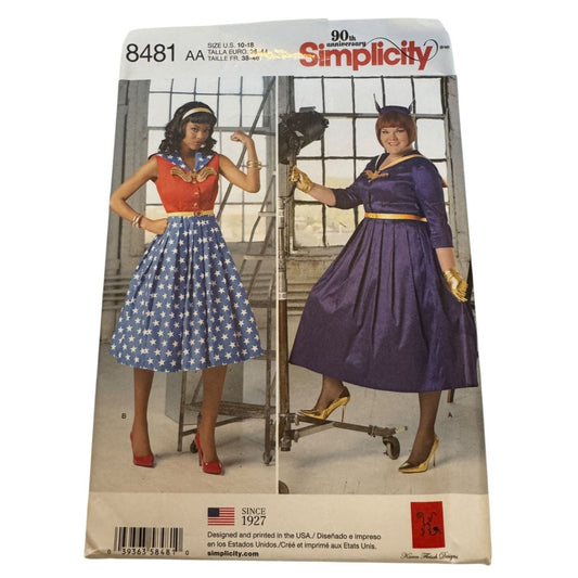 Simplicity Sewing Pattern 8481 Rockabilly Dress Superhero Hero Costume Sz 10-18