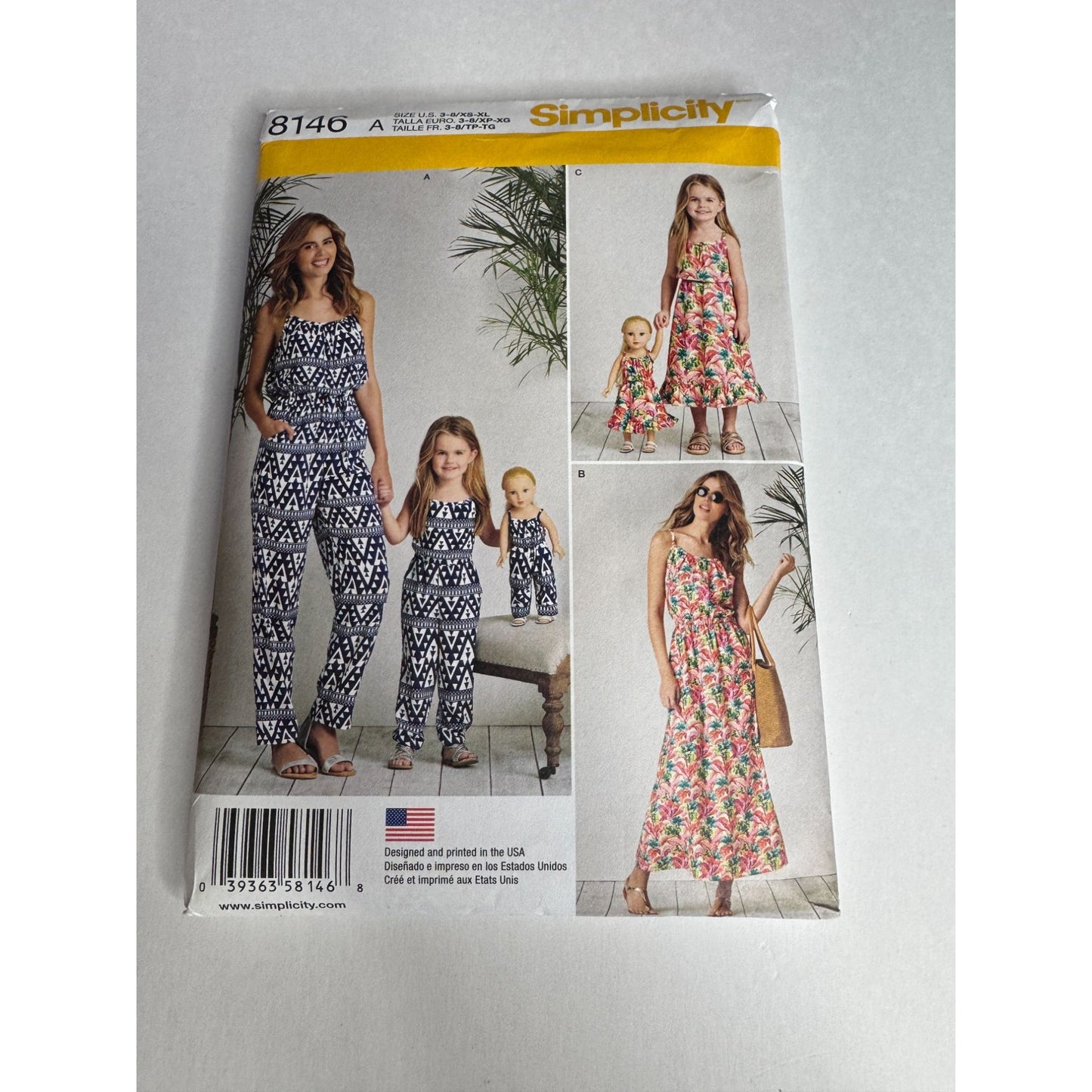 Simplicity Sewing Pattern 8146 Mother Daughter Doll Outfits Sun Dress Jumpsuit