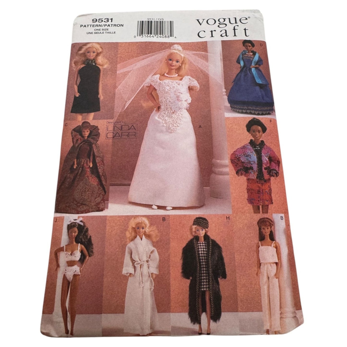 Vogue Craft Sewing Pattern 9531 Linda Carr Doll Clothes Wedding Evening Gowns UC