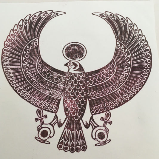 Ancient Egyptian Falcon Phoenix Rubber Stamp Large Background Horus Card Making