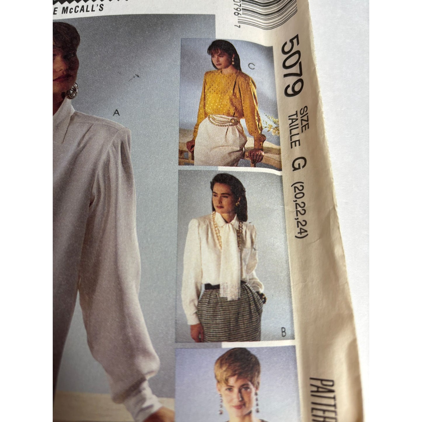 McCalls Sewing Pattern 5079 Blouses Scarf Work Career Size 20 22 24 Easy Uncut