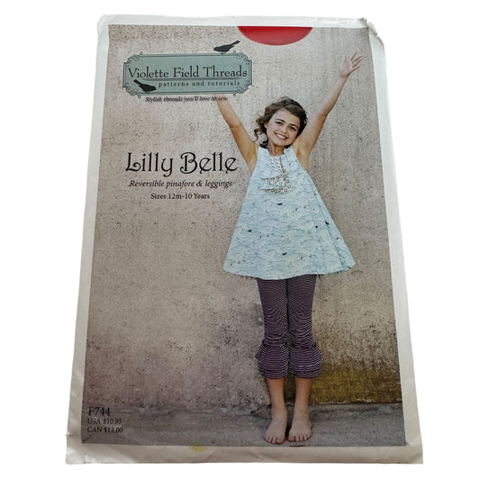 Violette Field Threads Sewing Pattern F744 Lilly Belle Pinafore Leggings 12M-10Y