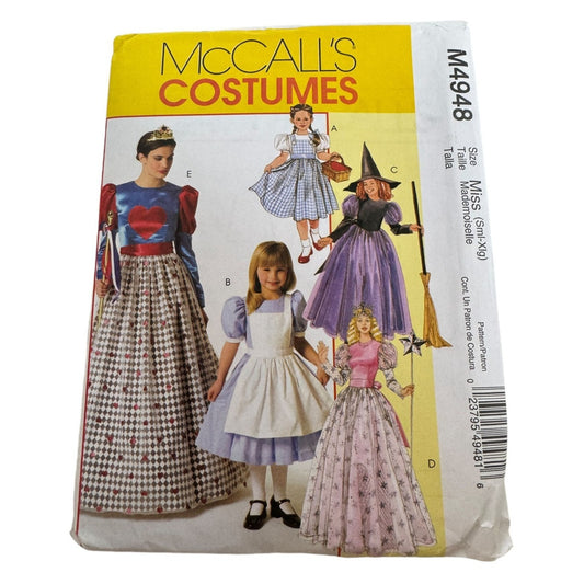 McCalls Costumes Sewing Pattern M4948 Halloween Costume Witch Princess S-XL UC