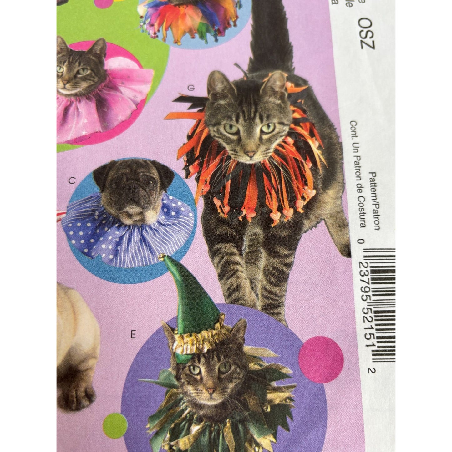 McCalls Sewing Pattern M5215 Pet Halloween Costumes Cat Dog Hats Collars Pirate