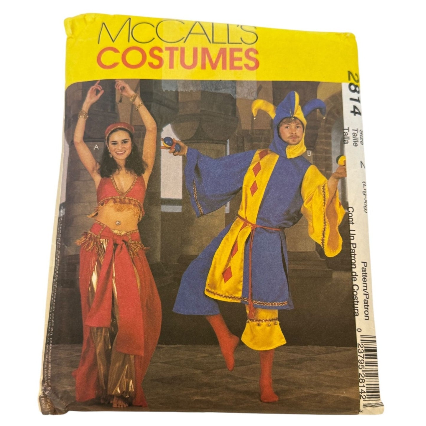 McCalls Sewing Pattern 2814 Jester Belly Dancer Costumes Unisex Teen Adult UC XL