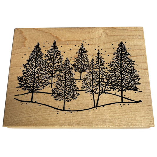 Northwoods Rubber Stamp Pine Tree Landscape Maker Nature Outdoors Christmas Snow