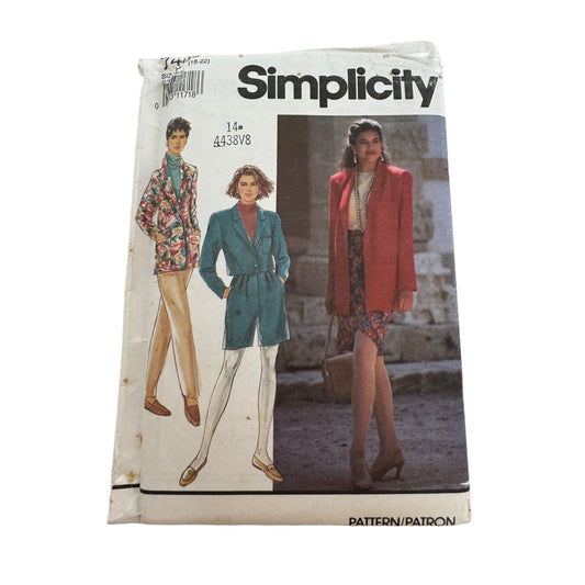 Simplicity Sewing Pattern 4438 Blazer Jacket Pants Sarong Work Size 18-22 Uncut