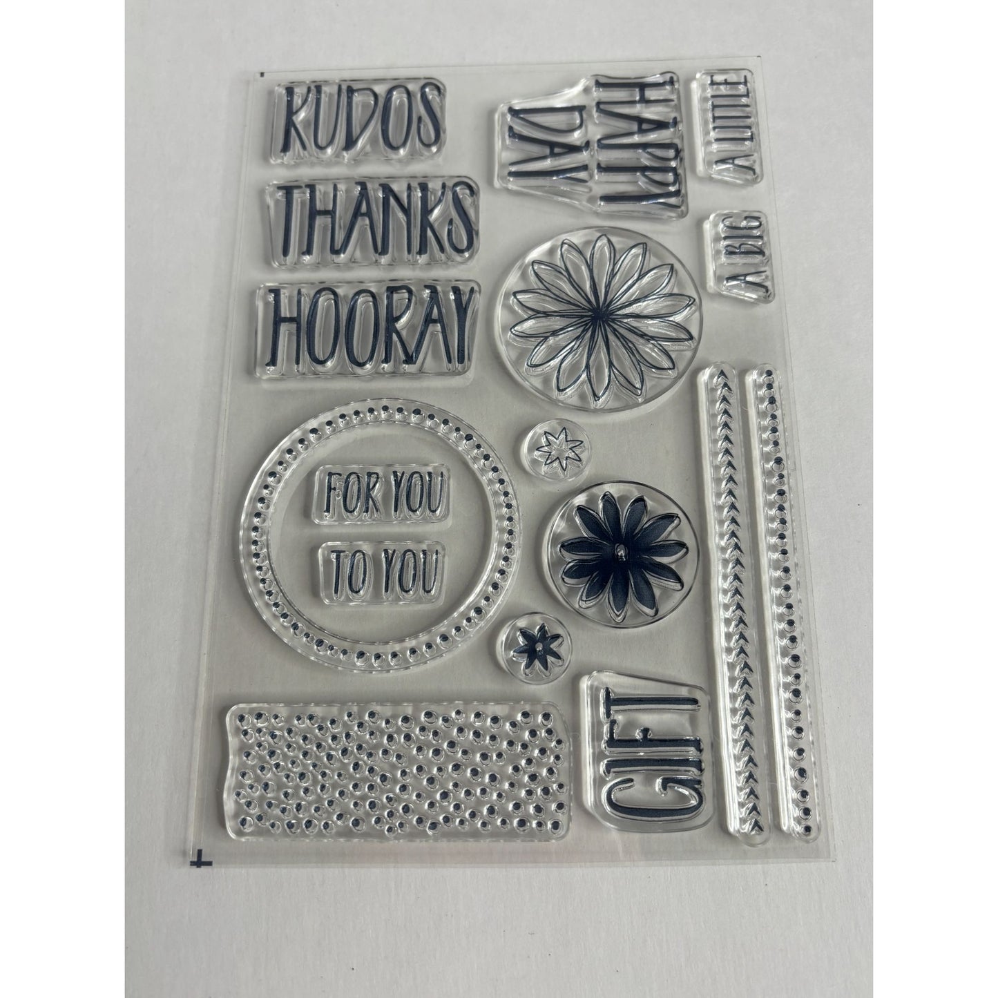 Stampin Up Acrylic Stamp Set Perfectly Wrapped Card Making Words Kudos Border