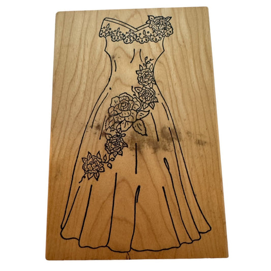 Me And Carrie Lou Rubber Stamp Formal Dress Roses Prom Fashion Card Making Large