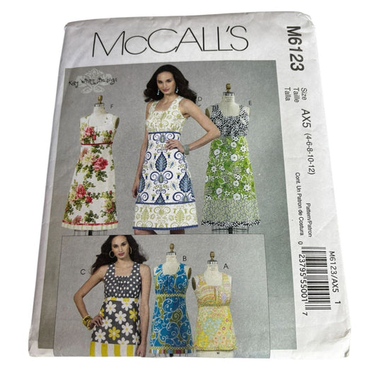 McCalls Sewing Pattern M6123 Misses Top Tunic Dress Summer Square Neck UC 4 -12