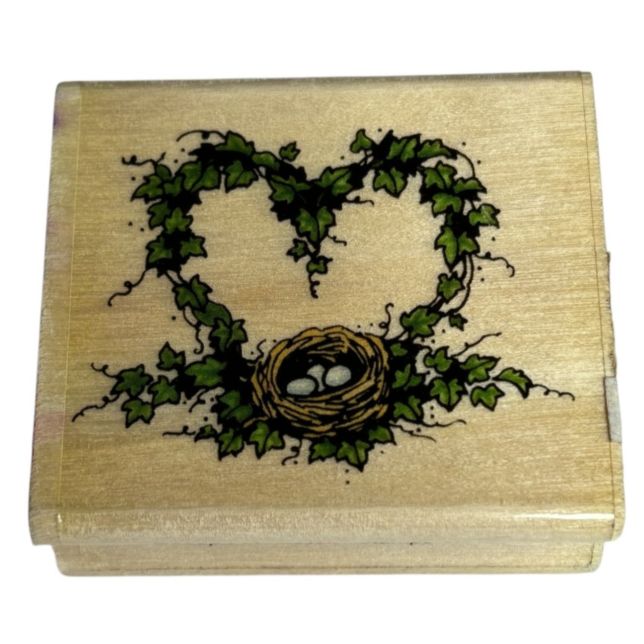 Uptown Rubber Stamp Heart Wreath with Nest Spring Nature Card Making Garden Bird