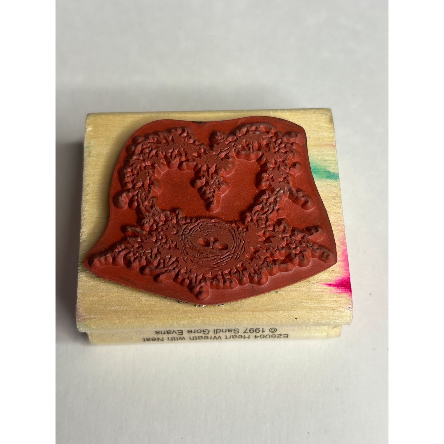 Uptown Rubber Stamp Heart Wreath with Nest Spring Nature Card Making Garden Bird