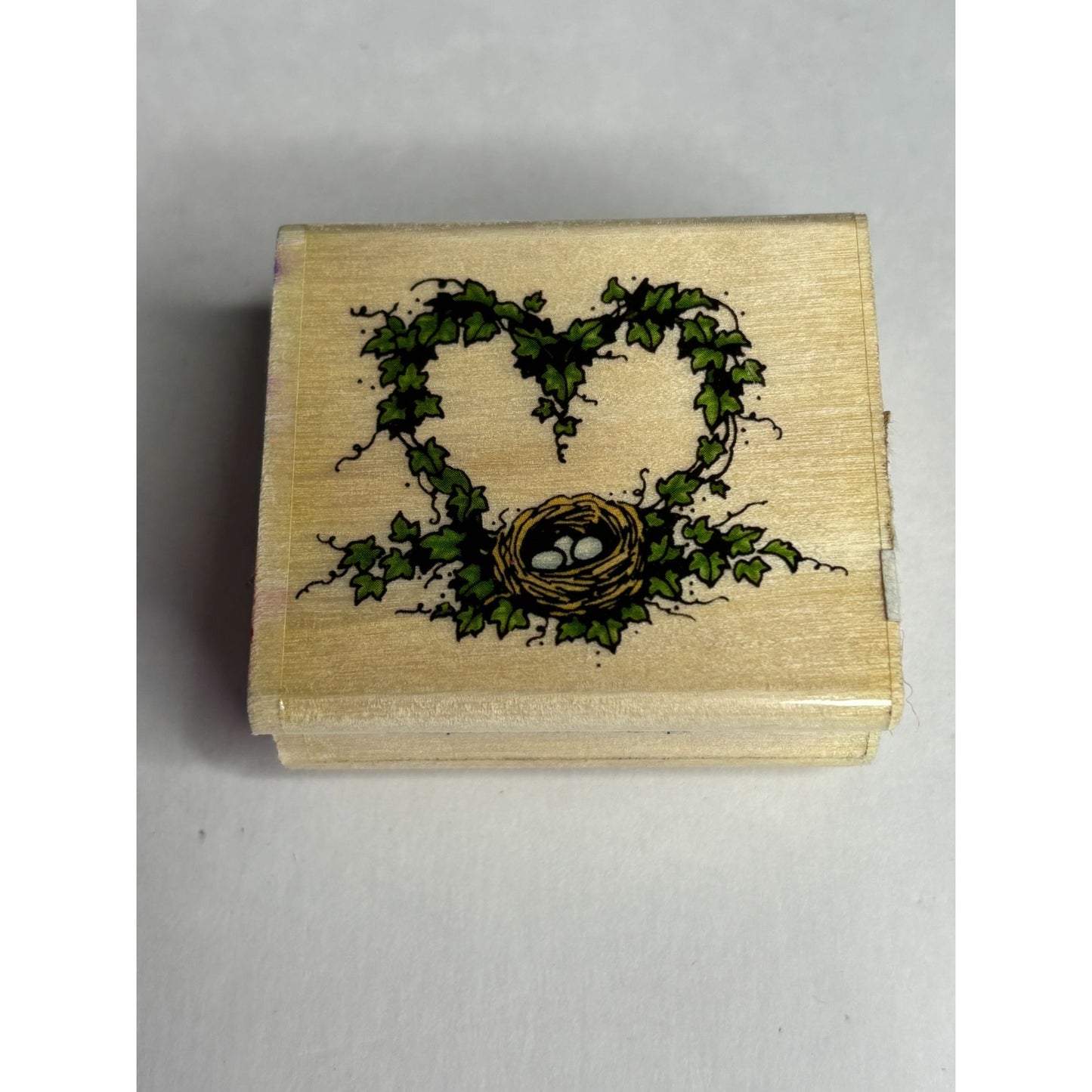 Uptown Rubber Stamp Heart Wreath with Nest Spring Nature Card Making Garden Bird